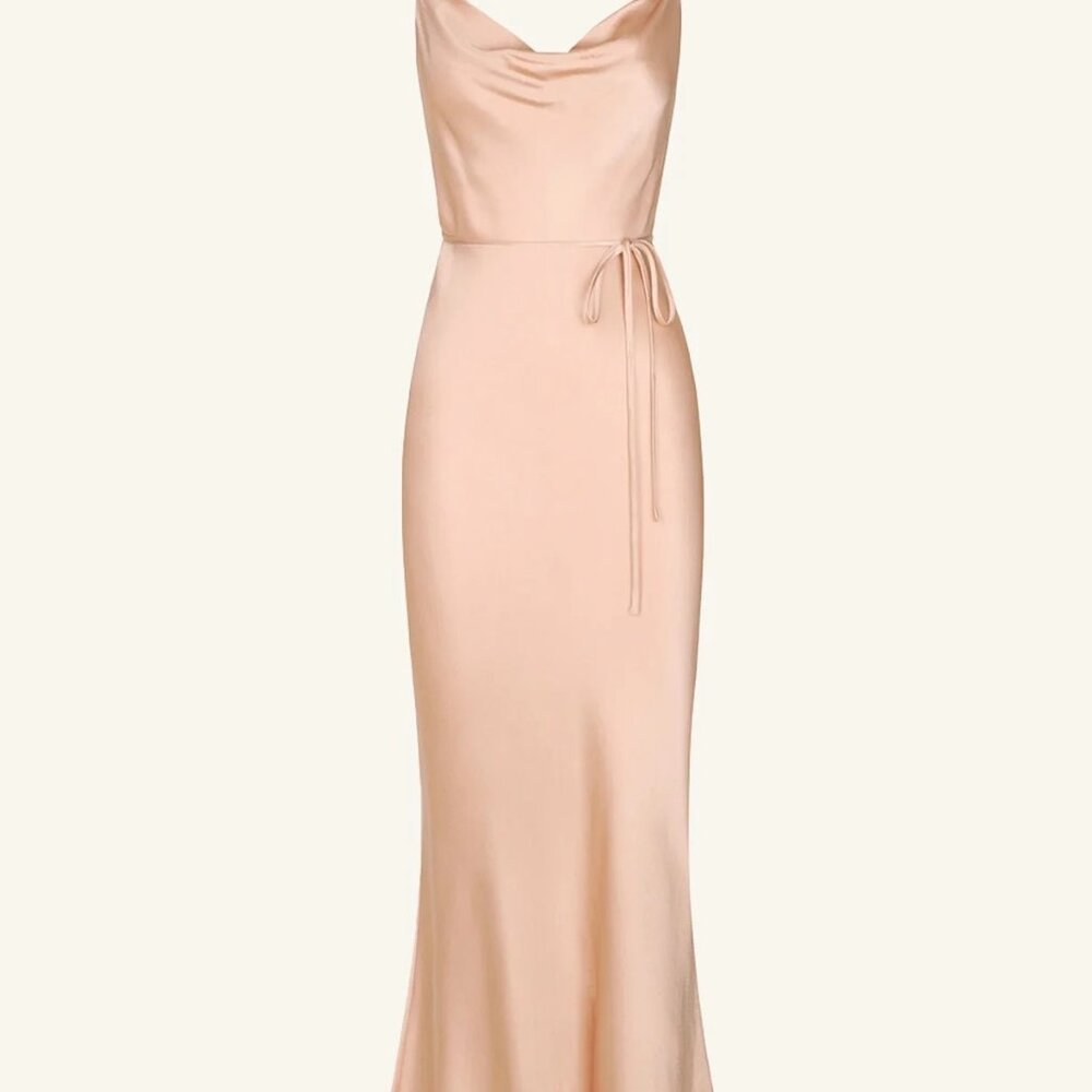 Shona Joy Peach La Lune Bias Cowl Midi Dress size 6